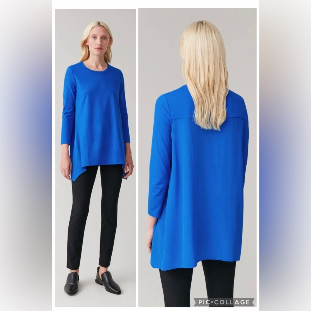 COS Blue Silk Panel Handkerchief Shirt Top size S